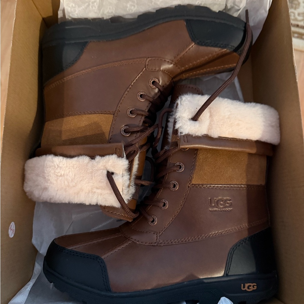 UGG Chestnut and Black Fur-Lined Boots